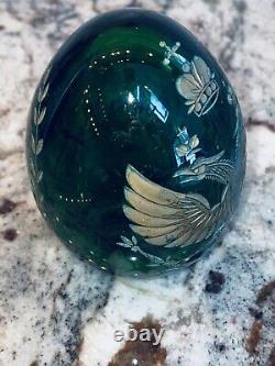 Antique Imperial Russian Nicholas l Large Green Cut Glass Easter Egg gilt Eagle