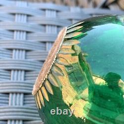 Antique Imperial Russian Nicholas l Large Green Cut Glass Easter Egg gilt Eagle