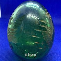 Antique Imperial Russian Nicholas l Large Green Cut Glass Easter Egg gilt Eagle