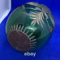 Antique Imperial Russian Nicholas l Large Green Cut Glass Easter Egg gilt Eagle