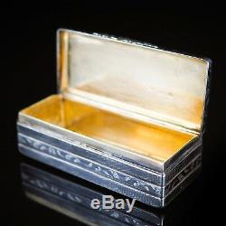 Antique Imperial Russian Niello Silver Snuff Box 1842