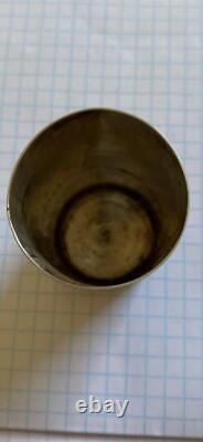 Antique Imperial Russian Niello Sterling Silver 84 Hand Etched Wine Cup Shot