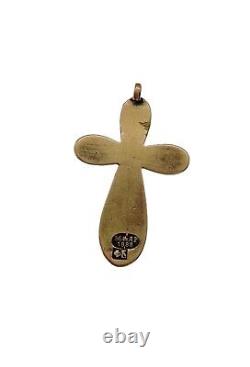 Antique Imperial Russian Orthodox Cross Christian Pendant 1888 Gold 56 14K