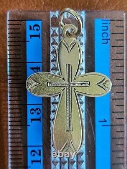 Antique Imperial Russian Orthodox Cross Christian Pendant Rose Gold 56 14K