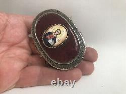 Antique Imperial Russian R. M Enamel Sterling Silver 84 Christian H/Painted Box