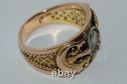 Antique Imperial Russian ROSE 56 Gold Jewelry Ring Gemstone Diamond 0.5 Ct S 9
