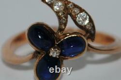 Antique Imperial Russian ROSE 56 Gold Jewelry Ring Gemstone Diamonds Sapphires