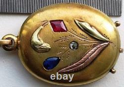 Antique Imperial Russian ROSE Gold 56 14K Jewelry Pendant Locket Sapphire Ruby
