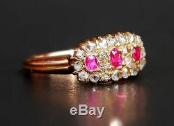 Antique Imperial Russian Ring solid 56 /14K Gold Diamonds Ruby Ø US 5.5 / 3 gr