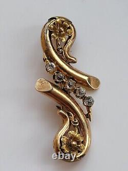 Antique Imperial Russian Rose Gold 56 14K Pin Brooch ORIGINAL Perfect RARE