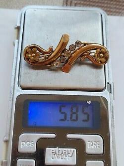 Antique Imperial Russian Rose Gold 56 14K Pin Brooch ORIGINAL Perfect RARE