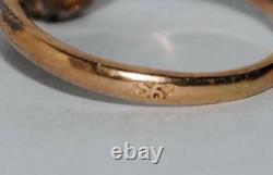 Antique Imperial Russian Rose Gold 56 14K Women's Jewelry Ring Diamonds 0.2 Ct