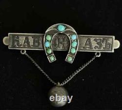 Antique Imperial Russian Silver 84 Women's Jewelry Brooch Pin Turquoise Stone