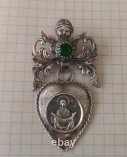 Antique Imperial Russian Silver Dukach Slobozhansky Virgin Marie Head Stone Rare