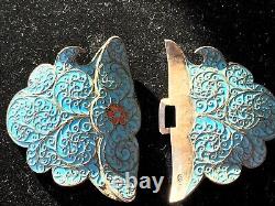 Antique Imperial Russian Silver Enameled Buckle Klingert Hallmark Faberge