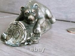 Antique Imperial Russian Silver Figure By Sazikov Bear On The Branch