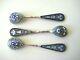 Antique Imperial Russian Silver Gilt And Enamel Set Of 3 Spoons