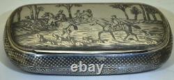 Antique Imperial Russian Silver Niello Tobacco Snuff Box Engraved c1888