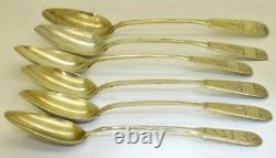 Antique Imperial Russian Silver Tea Spoons Set c1888, Moscow-6 Pieces-101g heavy