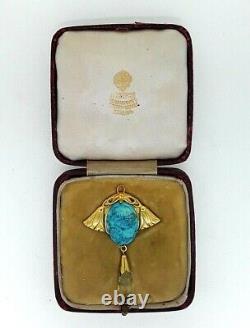 Antique Imperial Russian Silver Turquoise Scarab Pendant