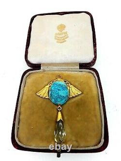 Antique Imperial Russian Silver Turquoise Scarab Pendant