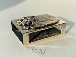 Antique Imperial Russian Sterling Silver 84 Matchstick Case Ekaterina II Eagle