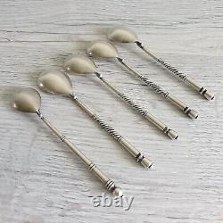 Antique Imperial Russian Sterling Silver 84 Set of 5 Cofe Spoons