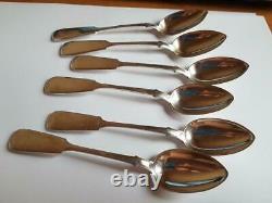 Antique Imperial Russian Sterling Silver 84 Set of 6 Tea Spoons 175 gr