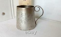 Antique Imperial Russian Sterling Silver 84 Small Cup Mug Drink Engraved 26.7gr