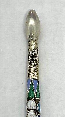 Antique Imperial Russian Sterling Silver Enamel Pen12g 6.1/4