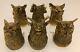 Antique Imperial Russian Bronze Animal Heads Vodka Cup Lot Of Six