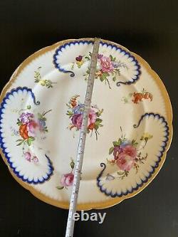 Antique Imperial Russian or French cobalt cabbage leaf trim Roses Plate