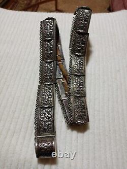 Antique Imperial Russian silver Caucasian panel belt. Moscow Kokoshnik stamps