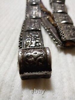 Antique Imperial Russian silver Caucasian panel belt. Moscow Kokoshnik stamps