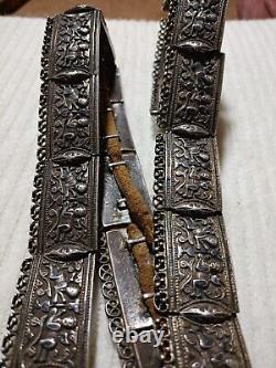 Antique Imperial Russian silver Caucasian panel belt. Moscow Kokoshnik stamps