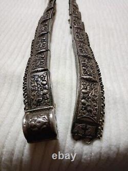 Antique Imperial Russian silver Caucasian panel belt. Moscow Kokoshnik stamps