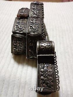 Antique Imperial Russian silver Caucasian panel belt. Moscow Kokoshnik stamps