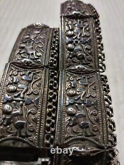 Antique Imperial Russian silver Caucasian panel belt. Moscow Kokoshnik stamps