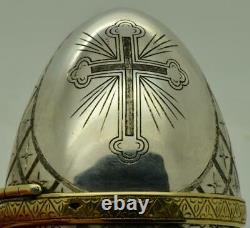 Antique Imperial Russian silver Easter egg desk clock for Catherine II Court