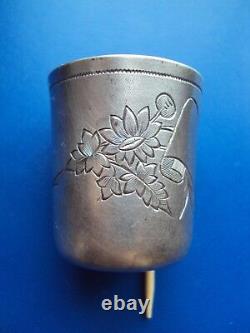 Antique Imperial Russian vodka cup, beaker, silver 84 1896