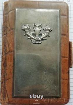 Antique Imperial Sterling Silver 84 Book note Russian Leather Mark Pad Engraved