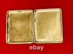 Antique Imperial Sterling Silver 84 Case Cigarette Russian Gild Engraved Box 19c