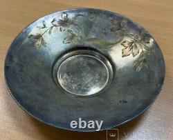 Antique Imperial Sterling Silver 84 Saucer Gilding Russian Dish Floral Rare Old