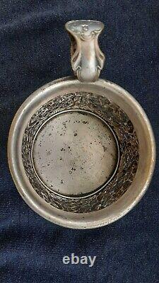 Antique Imperial Tsarism Glass Tea Cup Holder Silvered WARSZAWA Fraget Marked