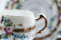 Antique Kuznetsov Imperial Russian Hand Painted Porcelain Tea Cup and Saucer