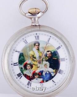 Antique Omega Pocket Watch WWI Imperial Russ c1916-Romanov's Royal Family Dial