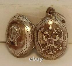 Antique Pendant Egg Box Silver 84 Russian Imperial Jesus Christ