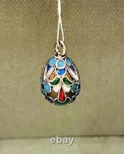 Antique Pendant Silver 84, Enamel, Faberge egg, Tsarist Russia Rare! Video