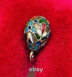 Antique Pendant Silver 84, Enamel, Faberge egg, Tsarist Russia Rare! Video