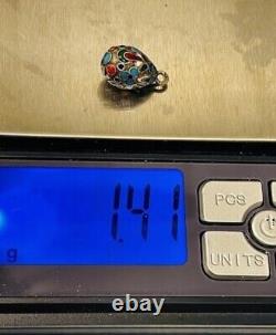 Antique Pendant Silver 84, Enamel, Faberge egg, Tsarist Russia Rare! Video